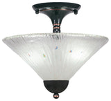 Semi-Flush 2-Light Semi-Flush Mount, Black Copper/Frosted Crystal