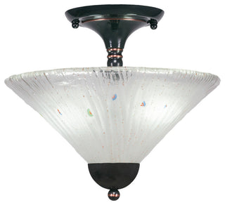 Semi-Flush 2-Light Semi-Flush Mount, Black Copper/Frosted Crystal