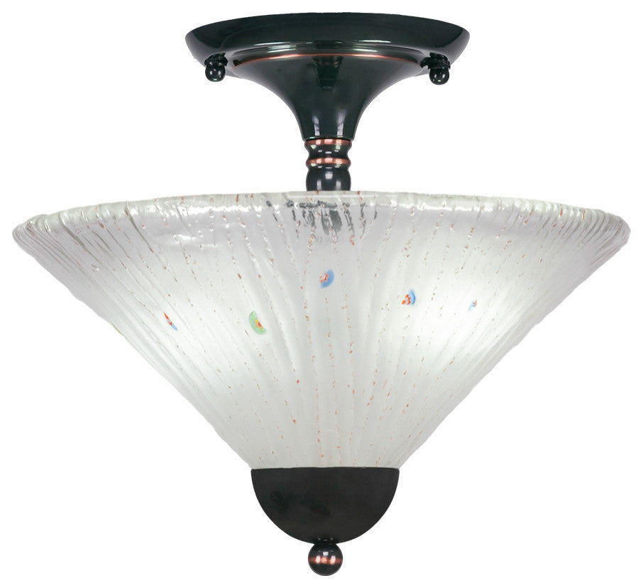 Semi-Flush 2-Light Semi-Flush Mount, Black Copper/Frosted Crystal