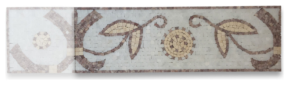 Marble Mosaic Border Listello Tile Dandelion Rojo 6.9x21.7 Tumbled, 1 piece