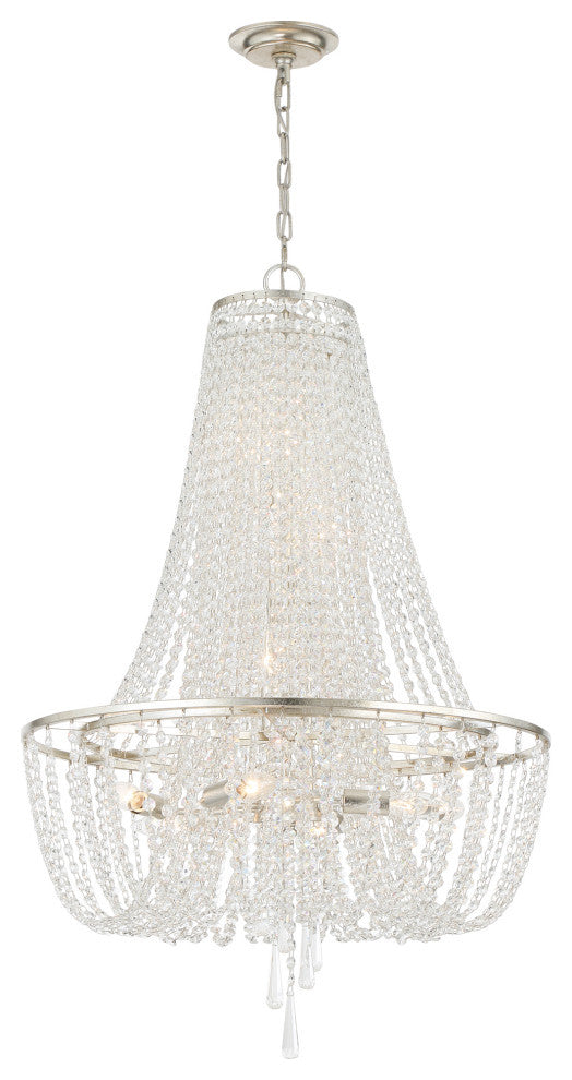 Arcadia 9 Light Chandelier, Antique Silver