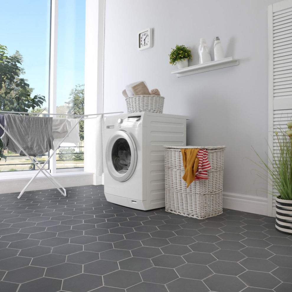 Retro Mini Hex Nero Porcelain Floor and Wall Tile