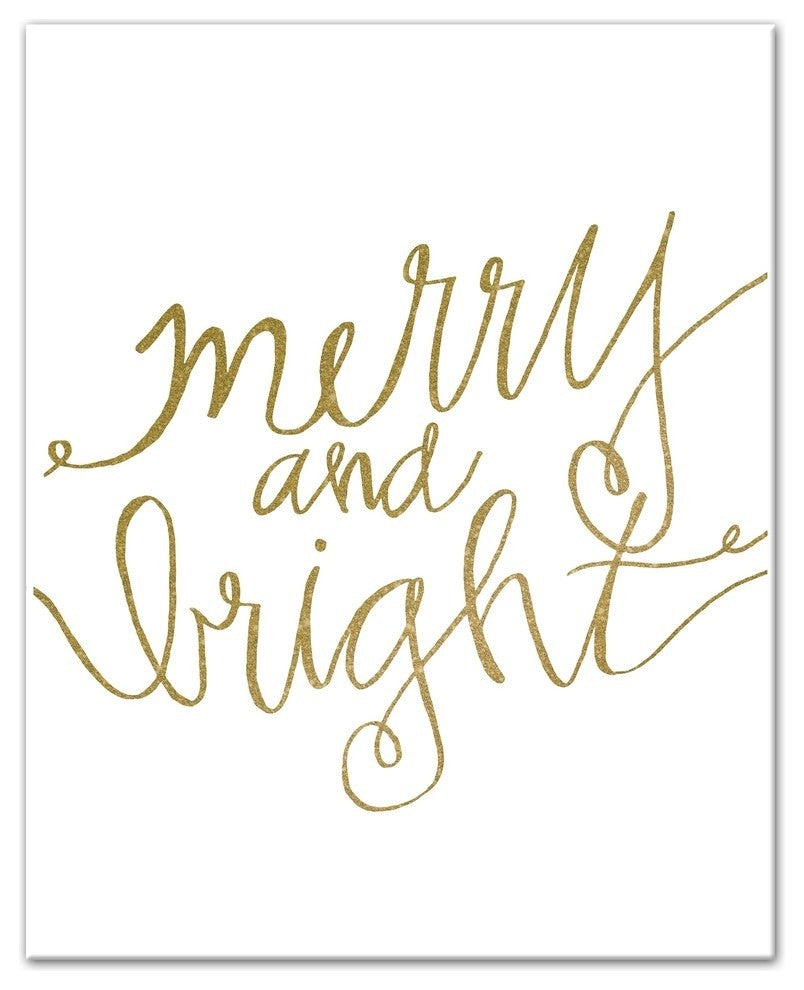 Gold Merry and Bright Canvas Wall Art, 16"x20", Unframed