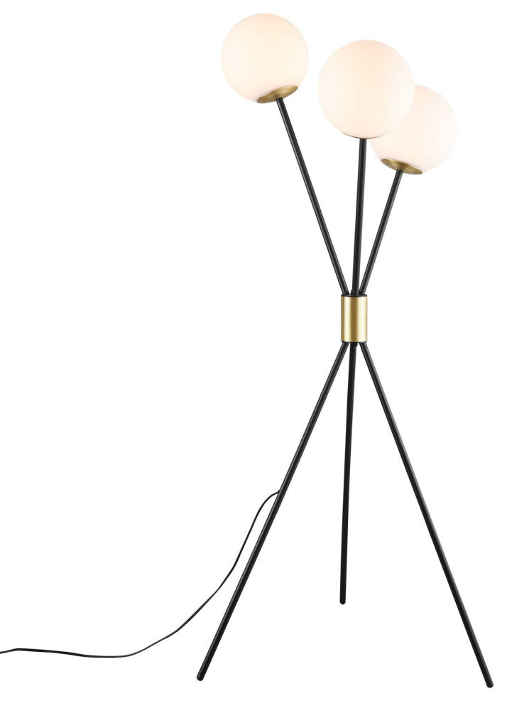 Floor Lamp Light, Black, Brass, Modern, Mid Century Cafe Bistro Hospitality