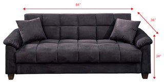 Ebony Microfiber Adjustable Sofa With Storage