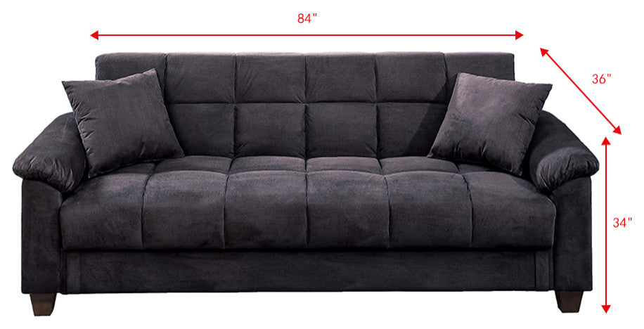 Ebony Microfiber Adjustable Sofa With Storage