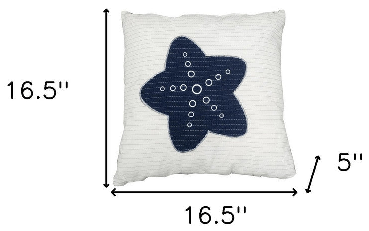 Set Of Two 17" X 17" Blue And White Starfish Throw Pillows