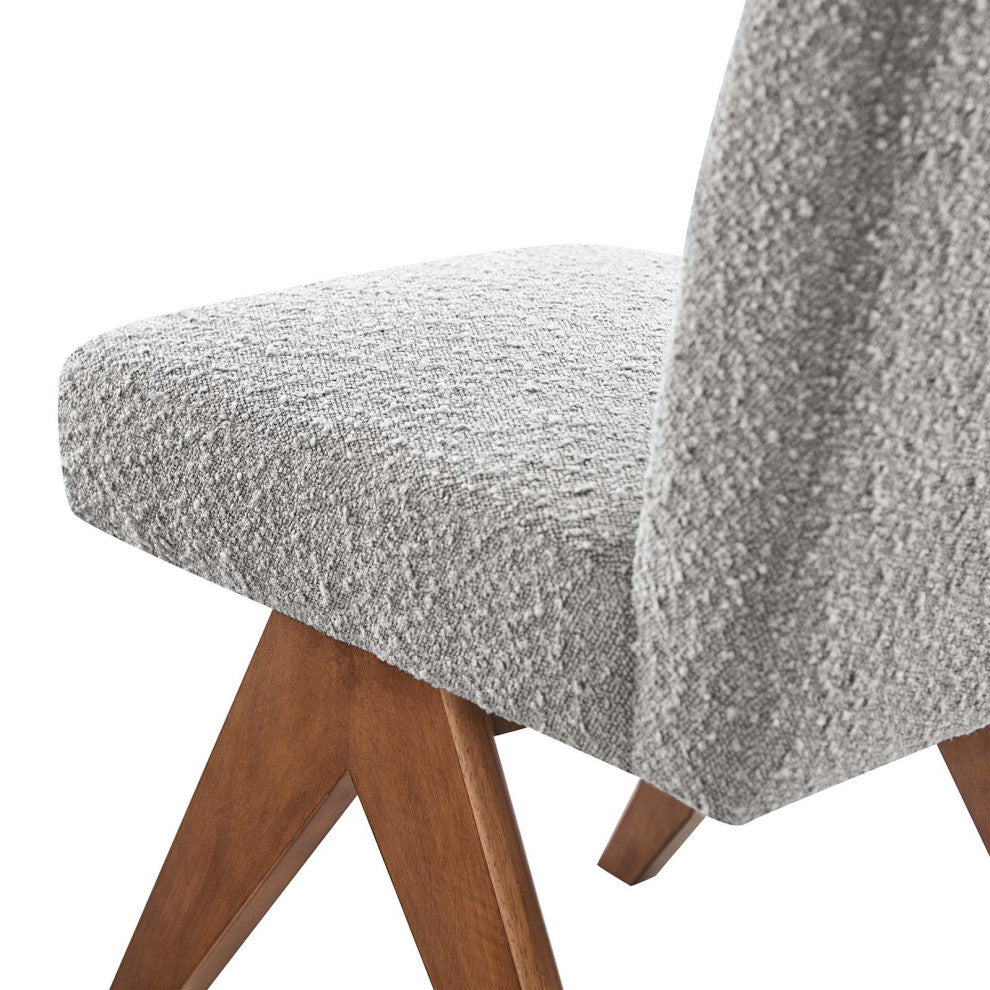 Lyra Boucle Fabric Dining Room Side Chair, Set of 2, Light Gray