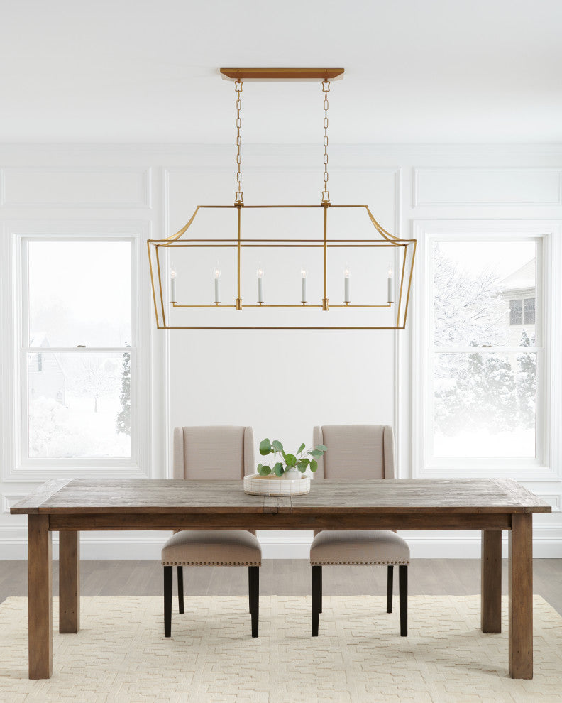 Southold Linear Chandelier, Burnished Brass