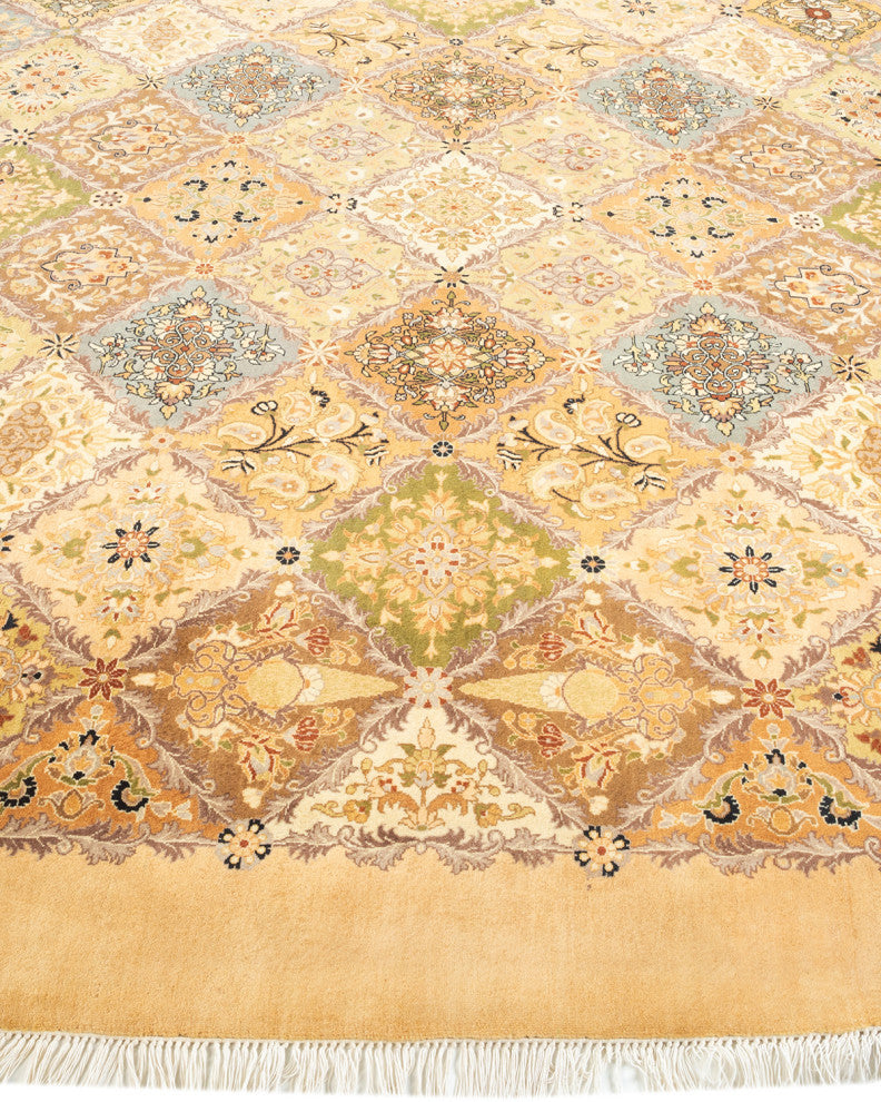 Sangli, One-of-a-Kind Hand-Knotted Area Rug Yellow, 8'1"x8'1"