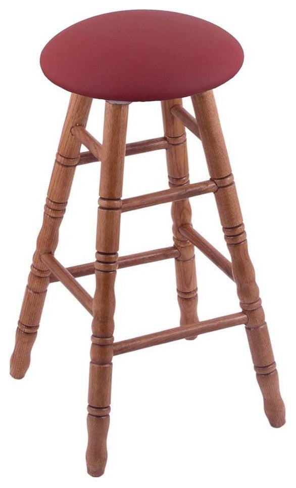 Holland Bar Stool, Oak Round Cushion Extra Tall Bar Stool, Turned Legs