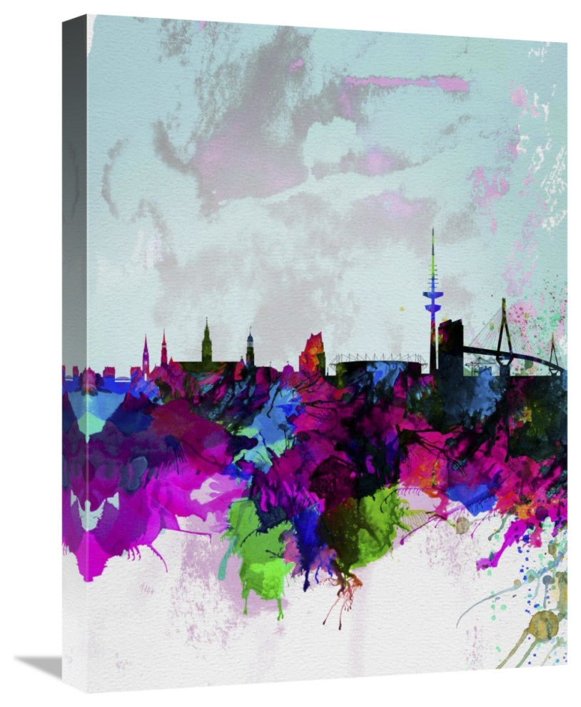 "Hamburg Watercolor Skyline" Fine Art Print