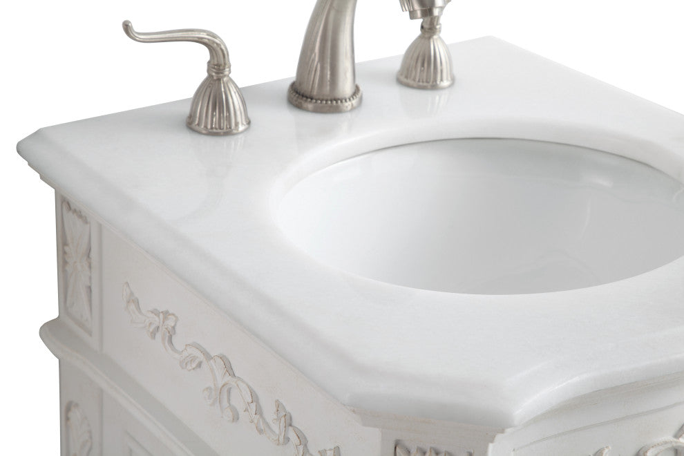 Bathroom Vanity, Antique White, 19", Single Sink