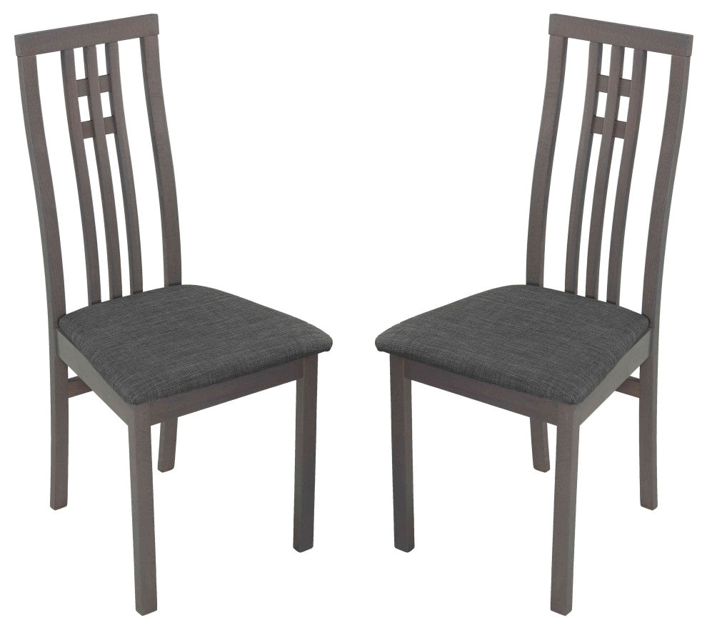 Cortesi Home Paris Dining Chair in Charcoal Fabric, Gray, Set of 2