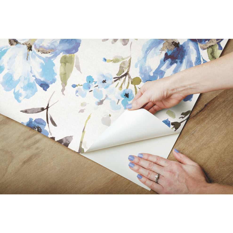 Iris Peel and Stick Wallpaper, Blue