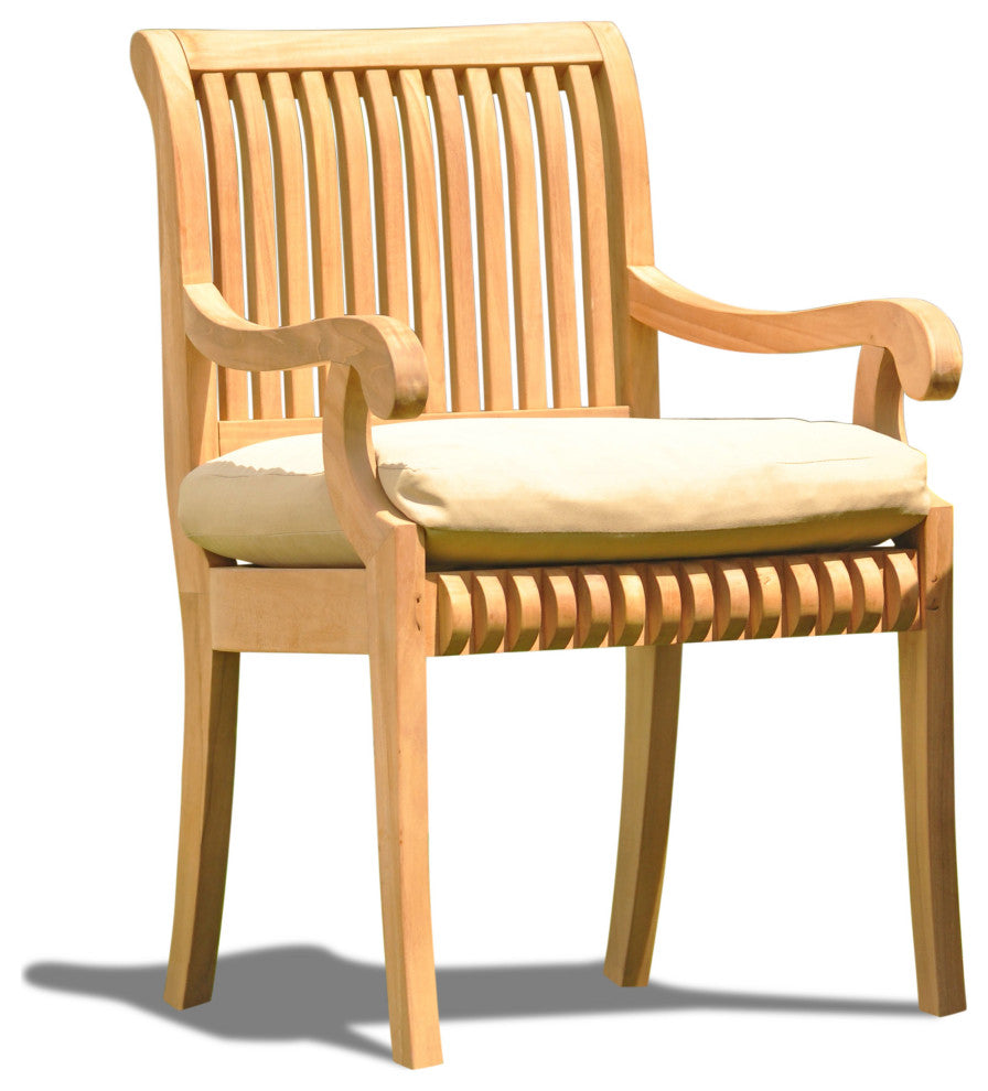 4-Piece Outdoor Patio Teak Dining Set, 48" Butterfly Table, 3 Arm Chairs