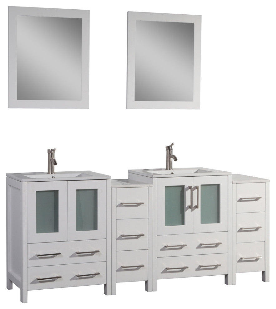 Vanity Art Vanity Set With Ceramic Top, 72", White