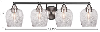 Paramount 4-Light Bath Bar, Matte Black & Brushed Nickel, 6" Smoke Bubble Glass