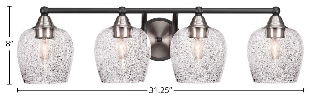 Paramount 4-Light Bath Bar, Matte Black & Brushed Nickel, 6" Smoke Bubble Glass