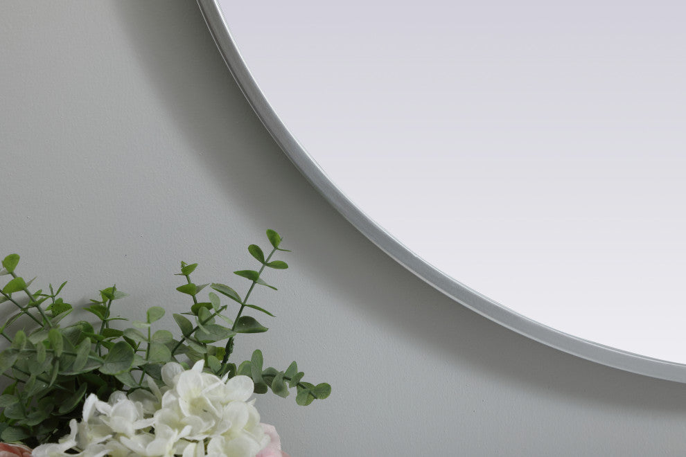 Metal Frame Oval Mirror 27X36 Inch, Silver