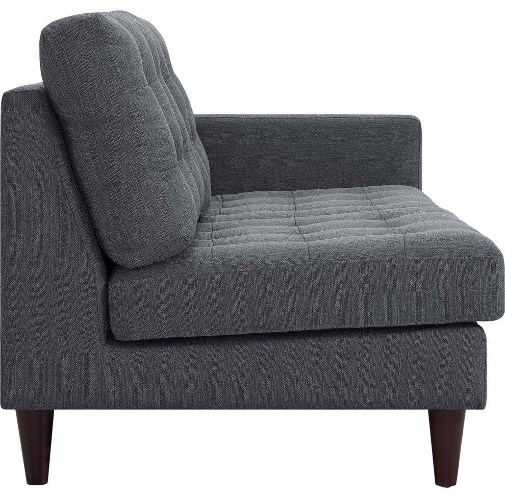 Gray Empress 2 Piece Upholstered Fabric Left Facing Bumper Sectional