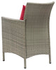 Side Dining Chair Armchair, Set of 2, Rattan, Wicker, Gray Red, Outdoor
