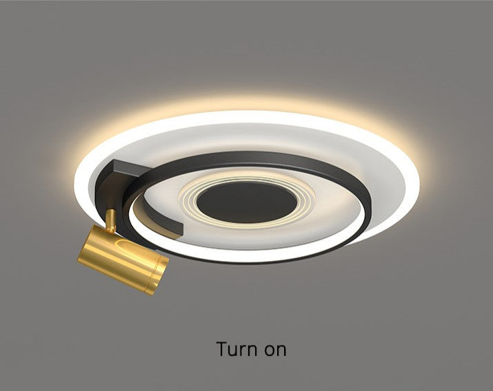 Eupen | Nordic Round LED Ceiling Light, Black + Gold, Brightness Dimmable