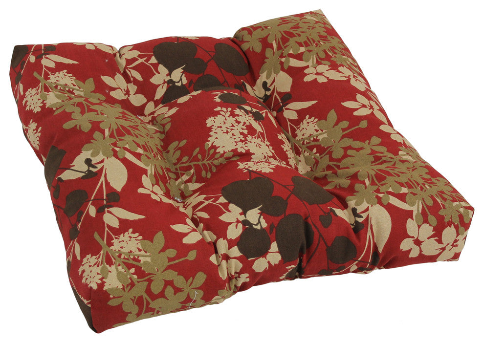 19" Squared Spun Polyester Tufted Dining Chair Cushion, Montfleuri Sangria