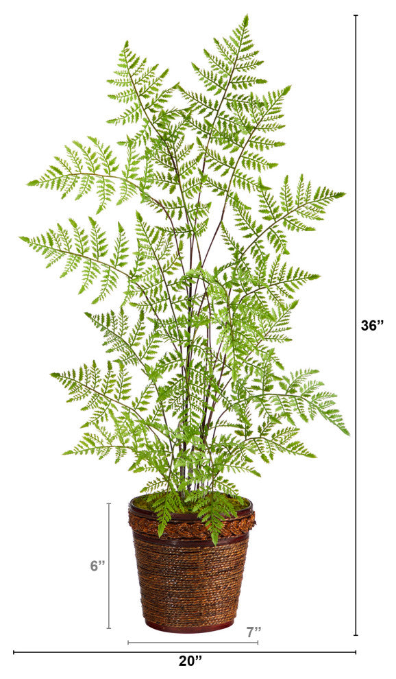 3' Ruffle Fern Artificial Tree, Basket