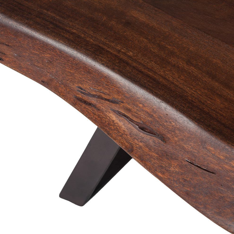 Nottingham 90-Inch Acacia Wood Live Edge Dining Bench in Walnut Finish