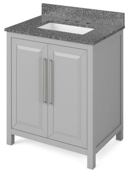 Cade Transitional 30" Grey Bathroom Vanity, Boulder Cultured Marble Vanity Top