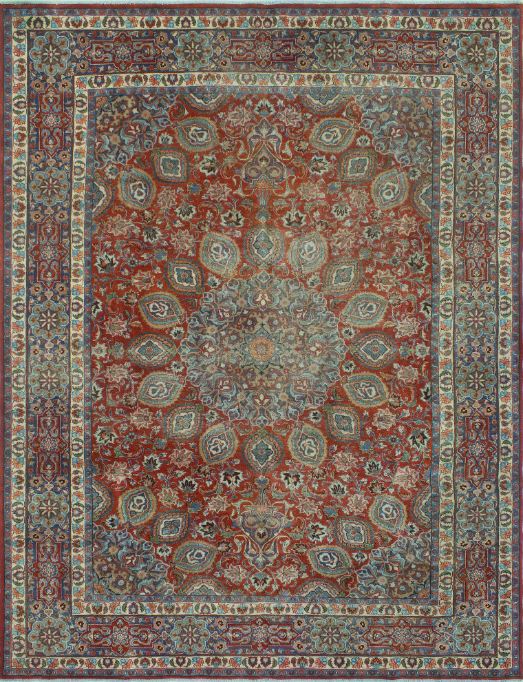 Fine Vintage Distressed Elissa Rust/Beige Rug, 9'3 x 12'5