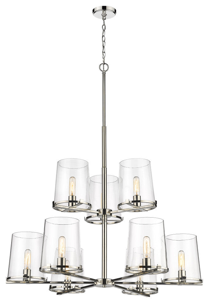 Z-LITE 3032-9PN 9 Light Chandelier, Polished Nickel