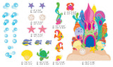 Sand Castle Fabric Wall Decals With Castle, Fish, Bubbles, and More, Jumbo Size