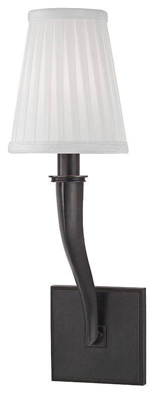 Hildreth, 1 Light, Wall Sconce, Old Bronze Finish, White Silk Shade