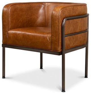 Breda Retro Brown Leather Accent Tub Chair