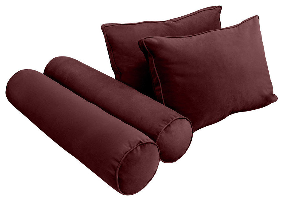 STYLE V1 Full Velvet Pipe Trim Indoor Daybed Bolster Pillow |COVER ONLY| AD368