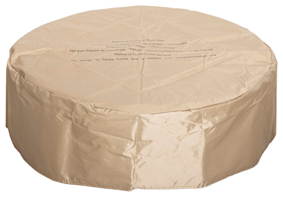 Round Faux Stone Outdoor Fire Pit with Rain Cover
