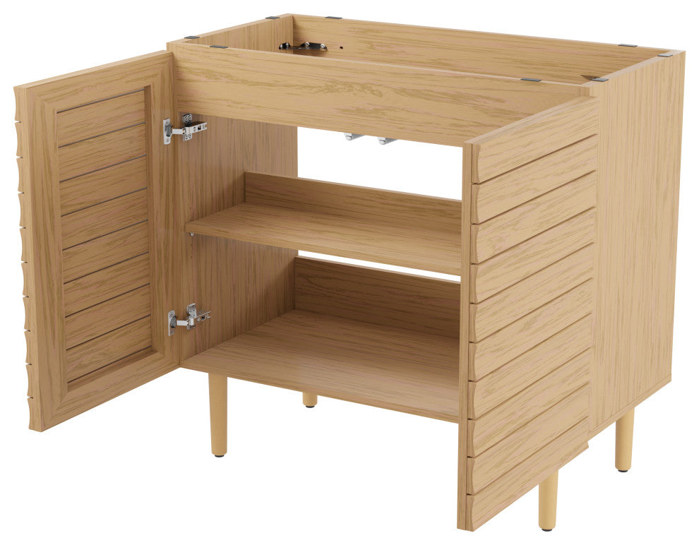 36" Modern Farmhouse 2-Shelf Bath Vanity Cabinet Only (Sink Basin not Included)