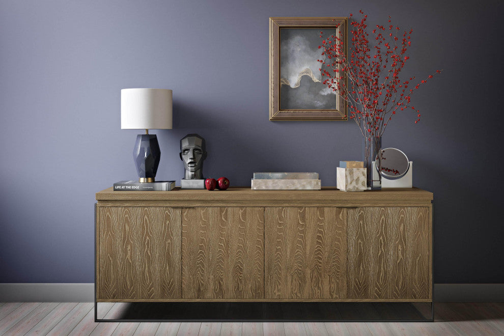 Industrial Buffet, Elm Wood Cabinet, Mid Century Modern Buffet, Wooden Sideboard