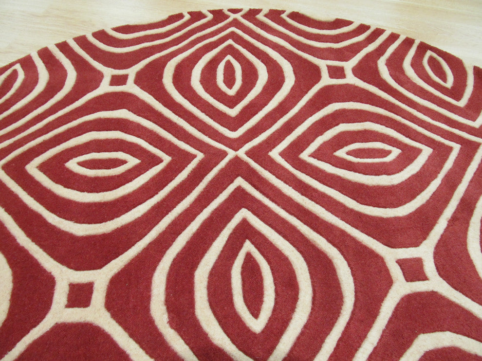 Red Contemporary Geometric Marla Area Rug