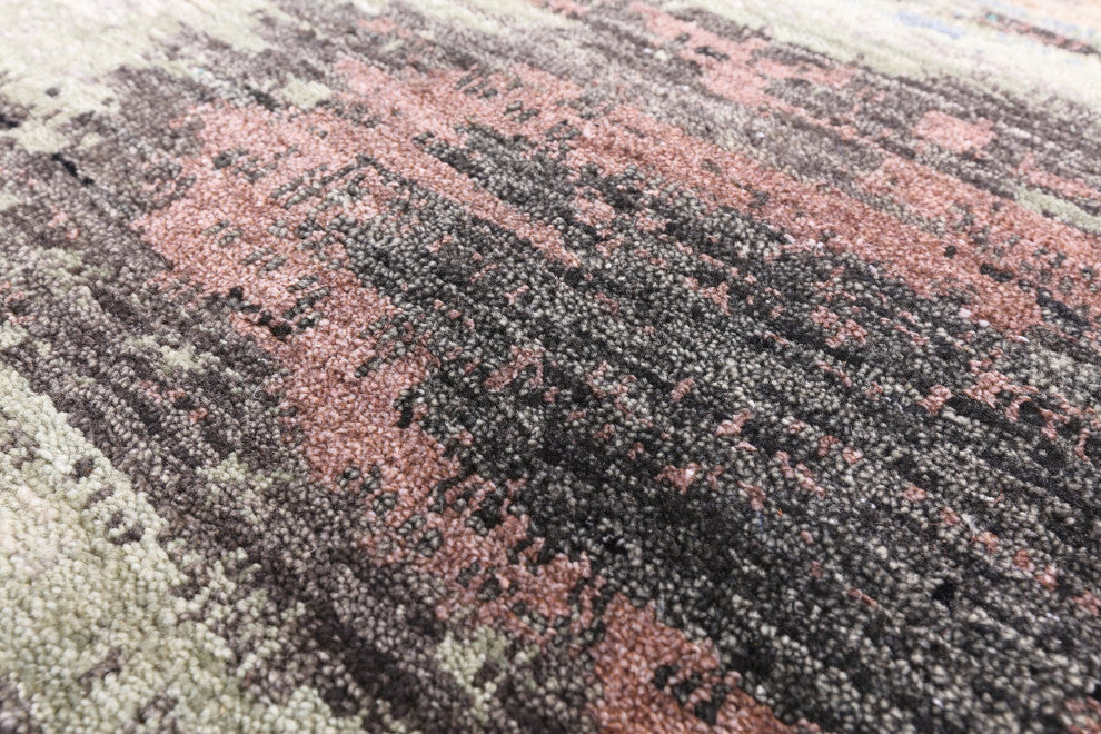 9' 0" X 12' 1" Abstract Handmade Wool and Silk Rug Q6833