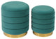 Saturn Teal Storage Ottomans - Set of 2