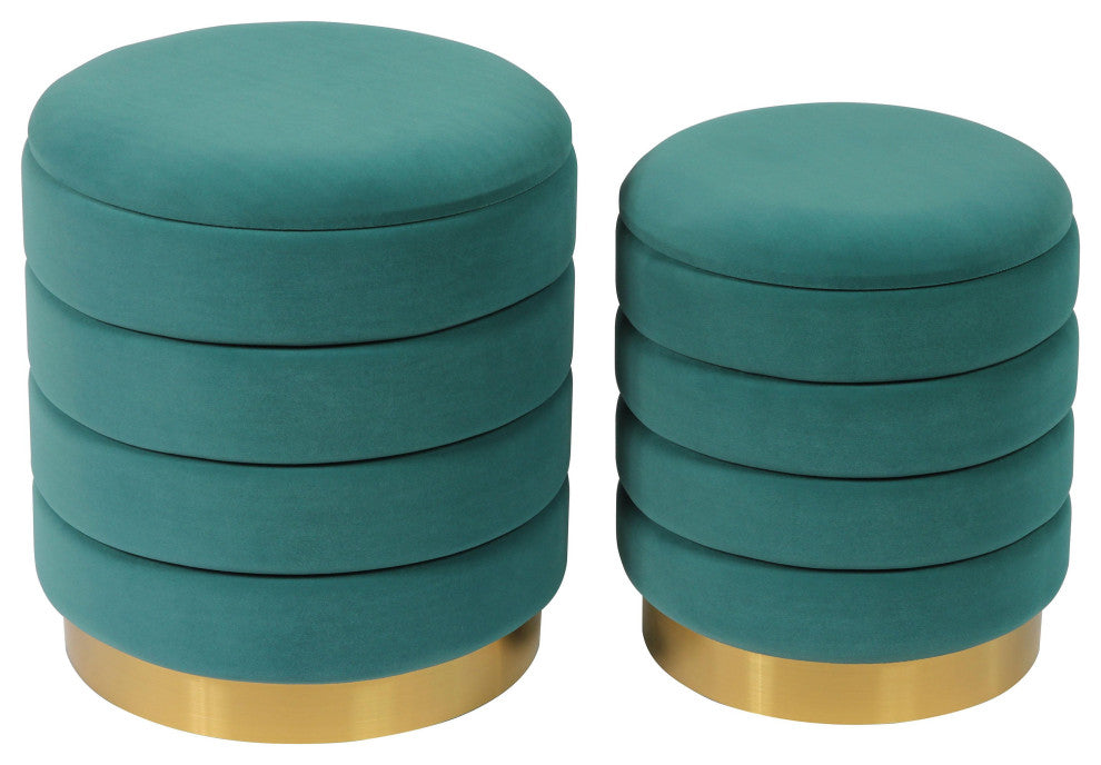 Saturn Teal Storage Ottomans - Set of 2