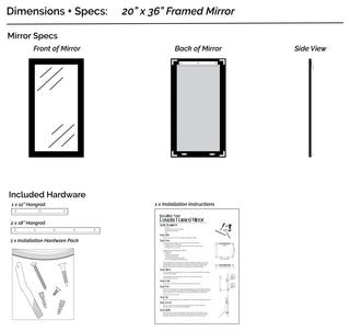 Morgan Framed Wall Mirror, White, 20"x36"