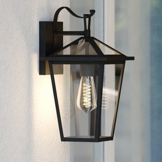 Derby 8-in W 1 Light Dusk to Dawn Matte Black Outdoor Wall Lantern Clear Glass