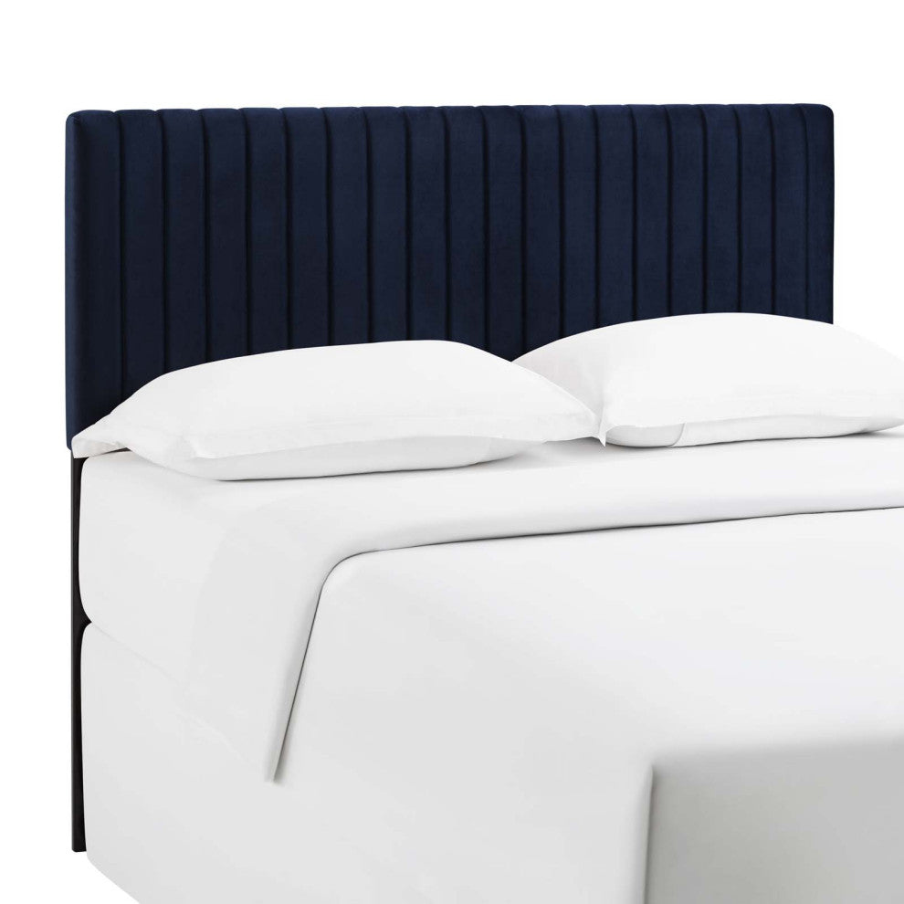 Keira King/California King Performance Velvet Headboard Midnight Blue