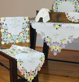 Fancy Flowers 34"x34" Table Topper, Pink