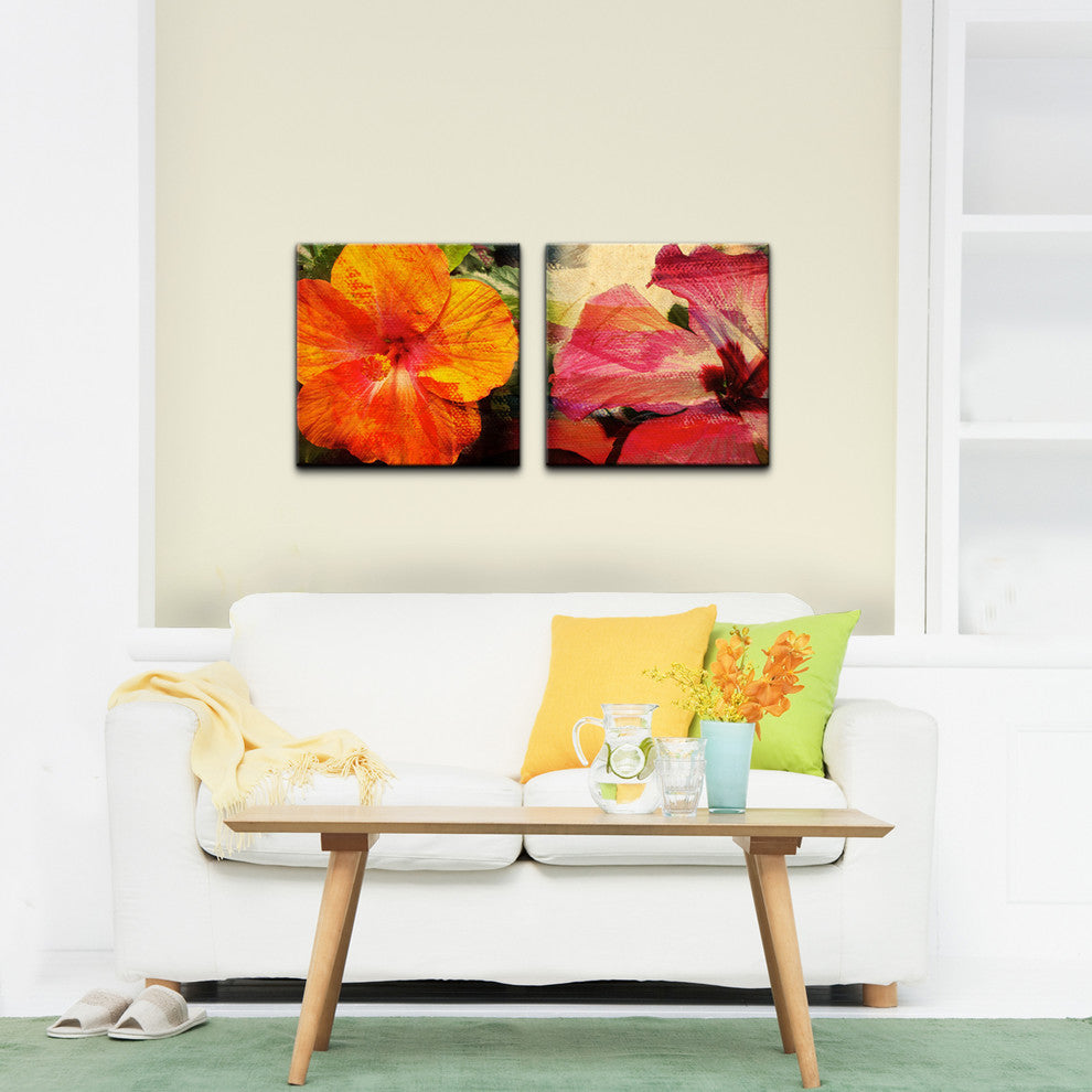 Tropical Hibiscus Canvas Wall Art, 2-Piece Set