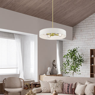 Venlo 4 Light Satin Brass With Shiny White Accents Medium Drum Pendant